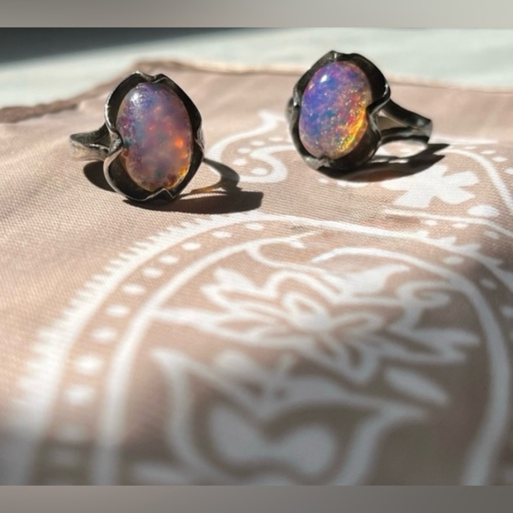 Vintage Rainbow Fire Opal Rings